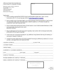 Form 111 Application for Change of Location to Liquor License - Nebraska