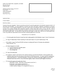 Form 128 Application for Liquor License - Wholesale - Nebraska