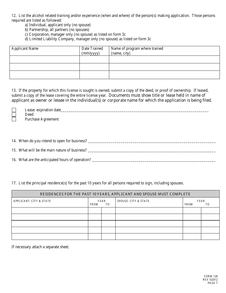 Form 128 Application for Liquor License - Wholesale - Nebraska, Page 7