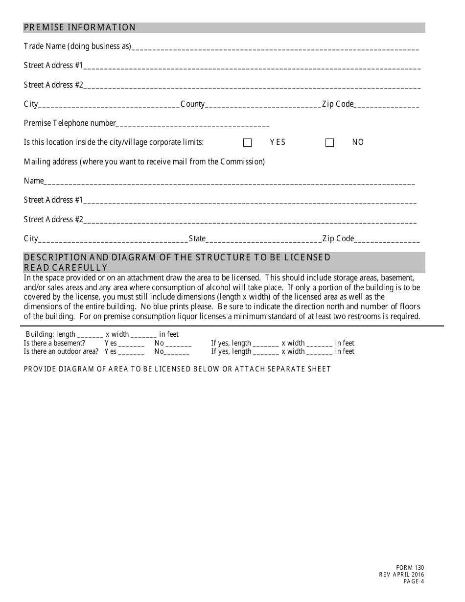 Form 130 Application for Liquor License Microdistillery - Nebraska, Page 4