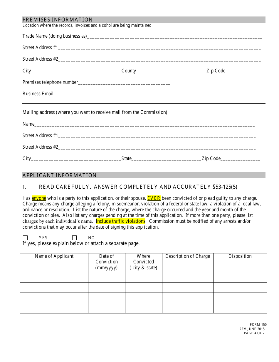 Form 150 Application for Liquor License - Pedal-Pub - Nebraska, Page 4