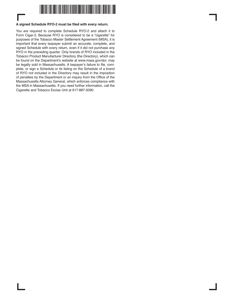 Form Cigar-2 Cigar and Smoking Tobacco Excise Return (July Through September 2013) - Massachusetts, Page 7
