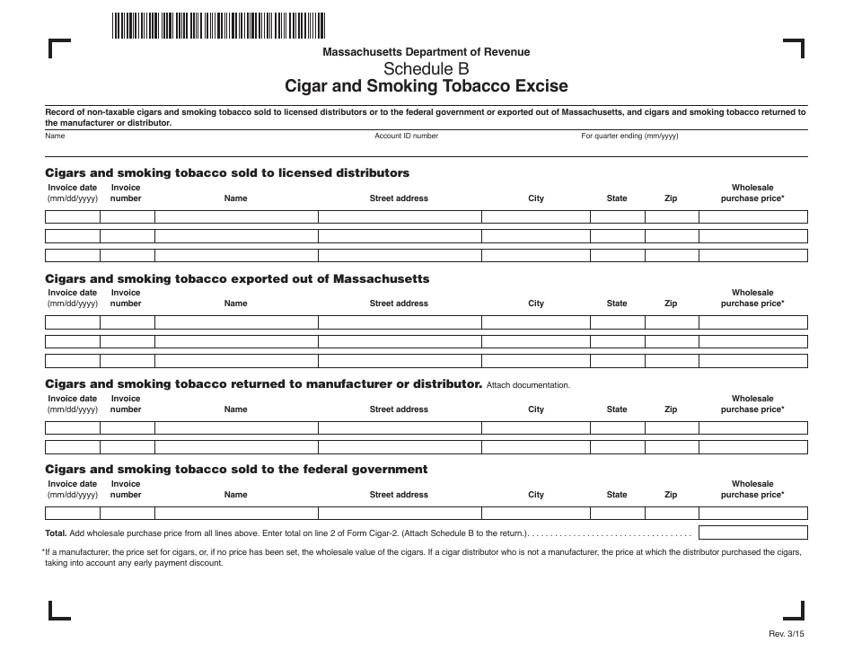 Form Cigar-2 Cigar and Smoking Tobacco Excise Return (October 2008 Through June 2013) - Massachusetts, Page 4