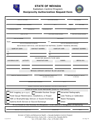 Reciprocity Authorization Request Form - Nevada