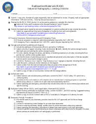 Document preview: Industrial Radiography Licensing Checklist - Nevada