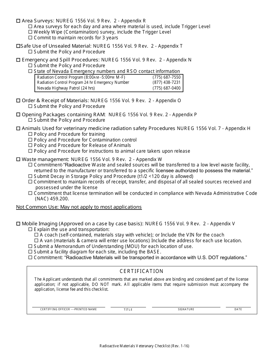 New / Renewal Veterinary License Checklist - Nevada, Page 3