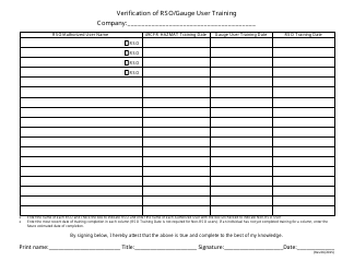 Document preview: Verification of Rso/Gauge User Training - Nevada