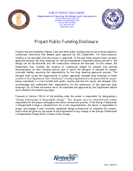 Project Public Funding Disclosure Form - Kentucky