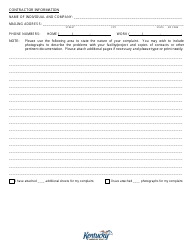 Building Official Complaint Form - Kentucky, Page 2