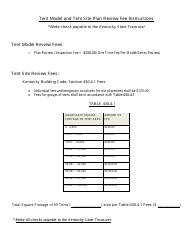 Kentucky Temporary Structures Tent Fee Calculation Work Sheet - Kentucky, Page 2