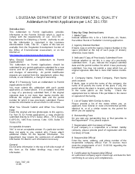 Form 7037 Addendum to Permit Applications Per Lac 33:i.1701 - Louisiana