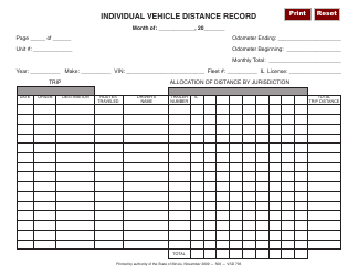Document preview: Form VSD793 Individual Vehicle Distance Record - Illinois