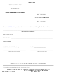 Document preview: Form MBCA-1A Transfer of Reserved Name - Maine