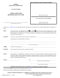 Form MBCA-2 Application for Registration of Name - Maine