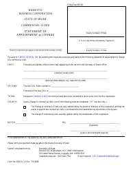 Document preview: Form MBCA-3-CRA Statement of Appointment or Change - Commercial Clerk - Maine