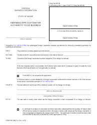 Form MBCA-12A Amended Application for Authority to Do Business - Maine