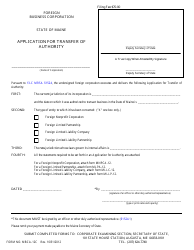 Form MBCA-12C Application for Transfer of Authority - Foreign Business Corporation - Michigan