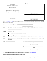 Form MBCA-11I Articles of Dissolution (Incorporators or Initial Directors) - Maine