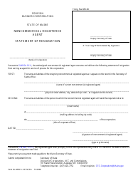 Form MBCA-12E-NCRA Statement of Resignation - Noncommercial Registered Agent - Maine