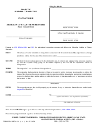 Document preview: Form MBCA-19A Articles of Charter Surrender (Upon Domestication) - Maine