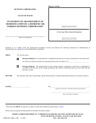 Document preview: Form MBCA-19B Statement of Abandonment of Domestication by a Domestic or Foreign Business Corporation - Maine