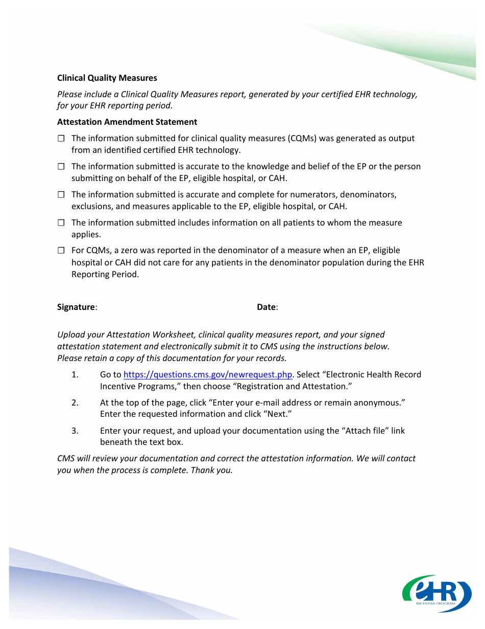 Attestation Amendment Form for the Medicare Ehr Incentive Program, Page 2