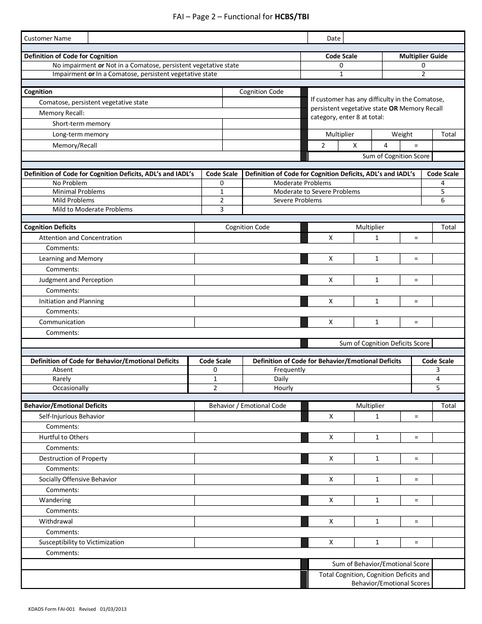 KDADS Form FAI-001 - Fill Out, Sign Online and Download Printable PDF ...