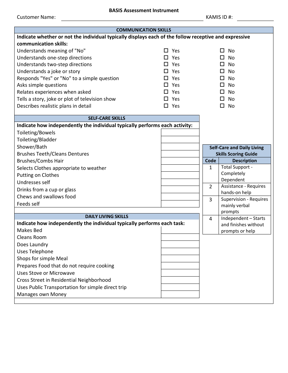 Basis Assessment Instrument - Kansas, Page 5