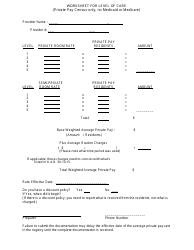 &quot;Worksheet for Level of Care (Private Pay Census Only, No Medicaid or Medicare)&quot; - Kansas