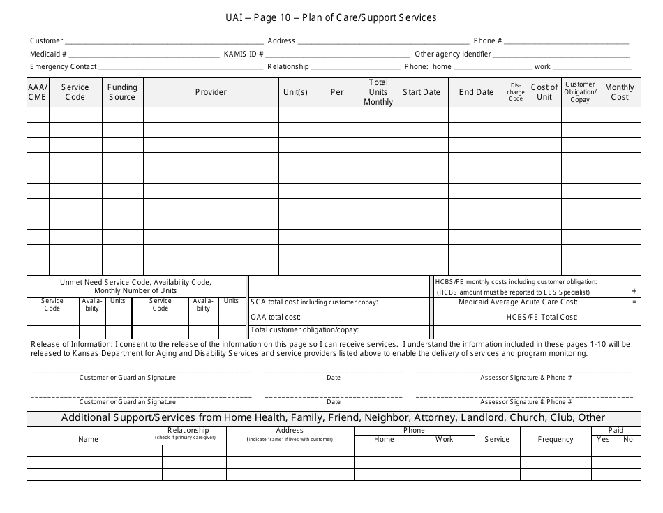 KDADS Form SS-005 Uniform Assessment Instrument - Kansas, Page 12