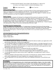 KDADS Form SS-012 &quot;Sca/Oaa Customer Rights and Responsibilities&quot; - Kansas