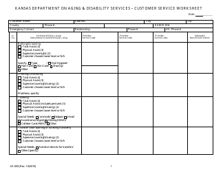 KDADS Form SS-009 &quot;Customer Service Worksheet&quot; - Kansas