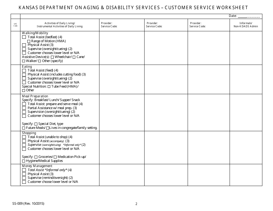 KDADS Form SS-009 - Fill Out, Sign Online and Download Printable PDF ...