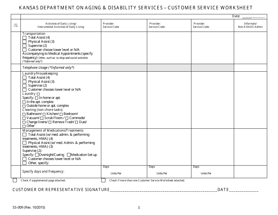 KDADS Form SS-009 - Fill Out, Sign Online and Download Printable PDF ...