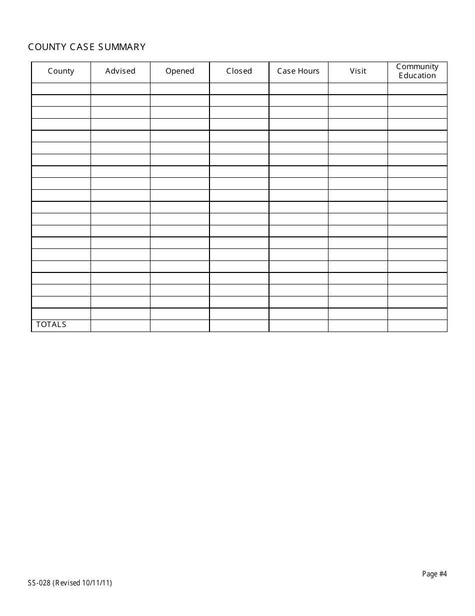 KDADS Form SS-028 Legal Services Reporting Form - Kansas, Page 4
