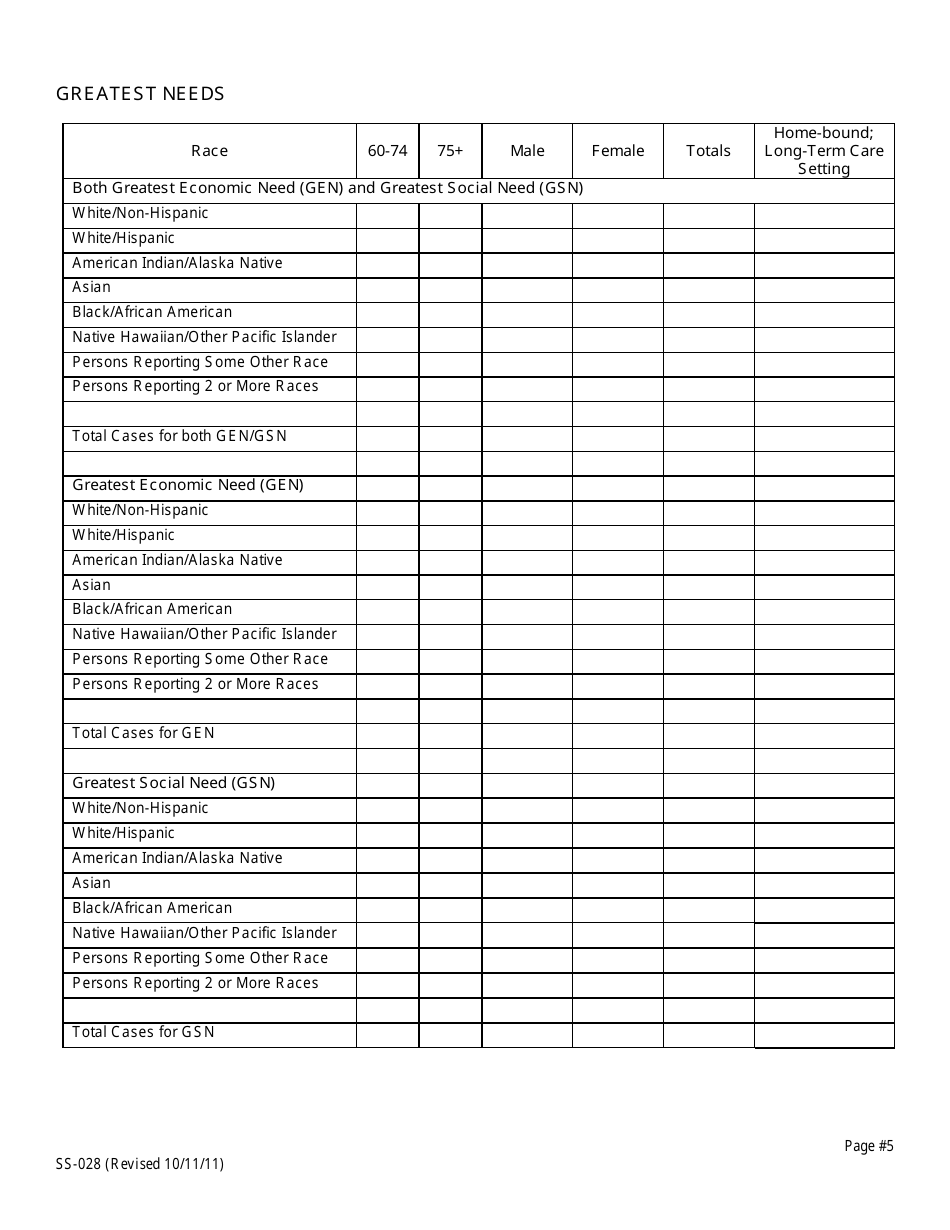 KDADS Form SS-028 Legal Services Reporting Form - Kansas, Page 5
