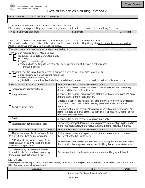 michigan-late-filing-fee-waiver-request-form-download-fillable-pdf