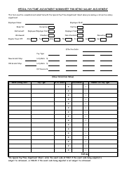 Document preview: Special Pay/Time Adjustment Worksheet for Retro Salary Adjustment - Nevada
