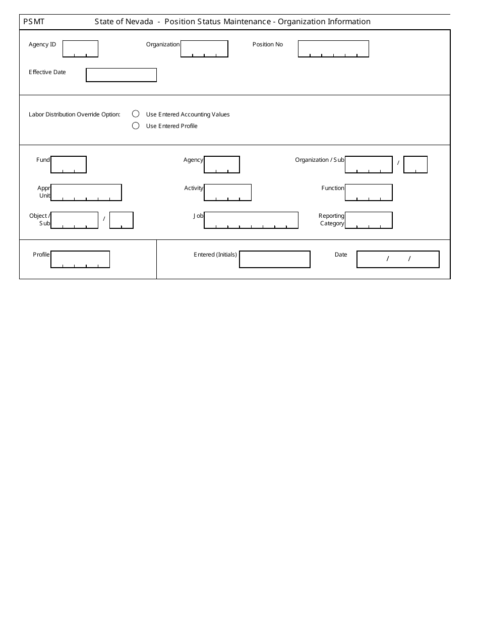 Form PSMT Position Status Maintenance - Nevada, Page 1