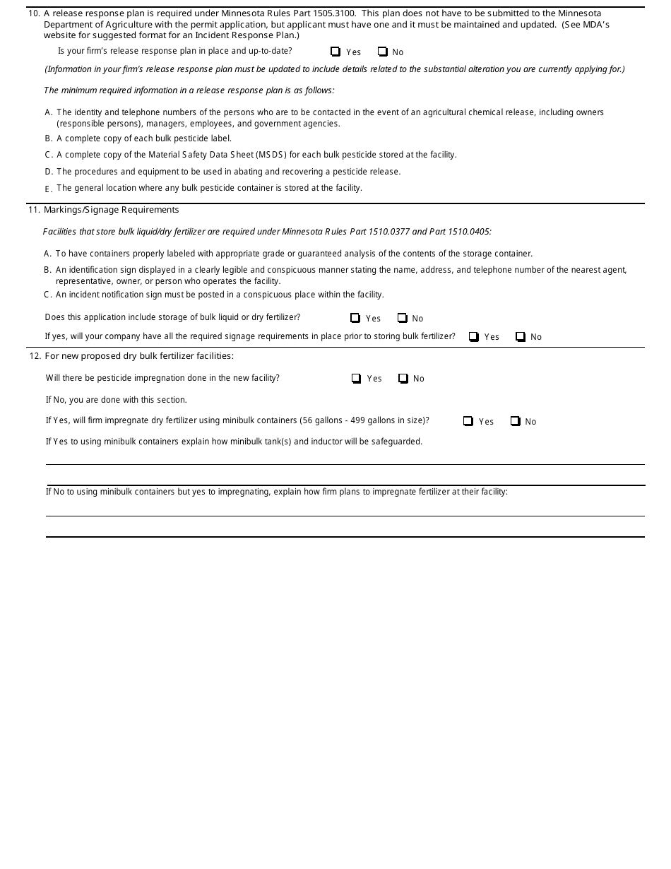 Form AG-03312 Bulk Pesticide / Fertilizer Storage - Substantial Alteration - Minnesota, Page 3