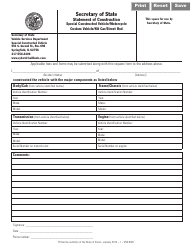 Document preview: Form VSD843 Statement of Construction Special Constructed Vehicle/Motorcycle Custom Vehicle/Kit Car/Street Rod - Illinois