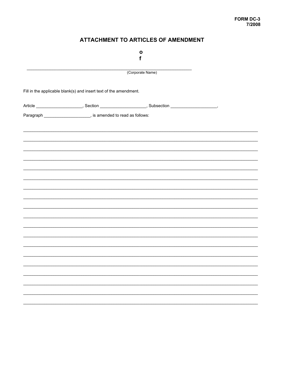 Form DC-3 Articles of Amendment - Hawaii, Page 3