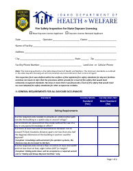Document preview: Fire Safety Inspection for State Daycare Licensing - Idaho