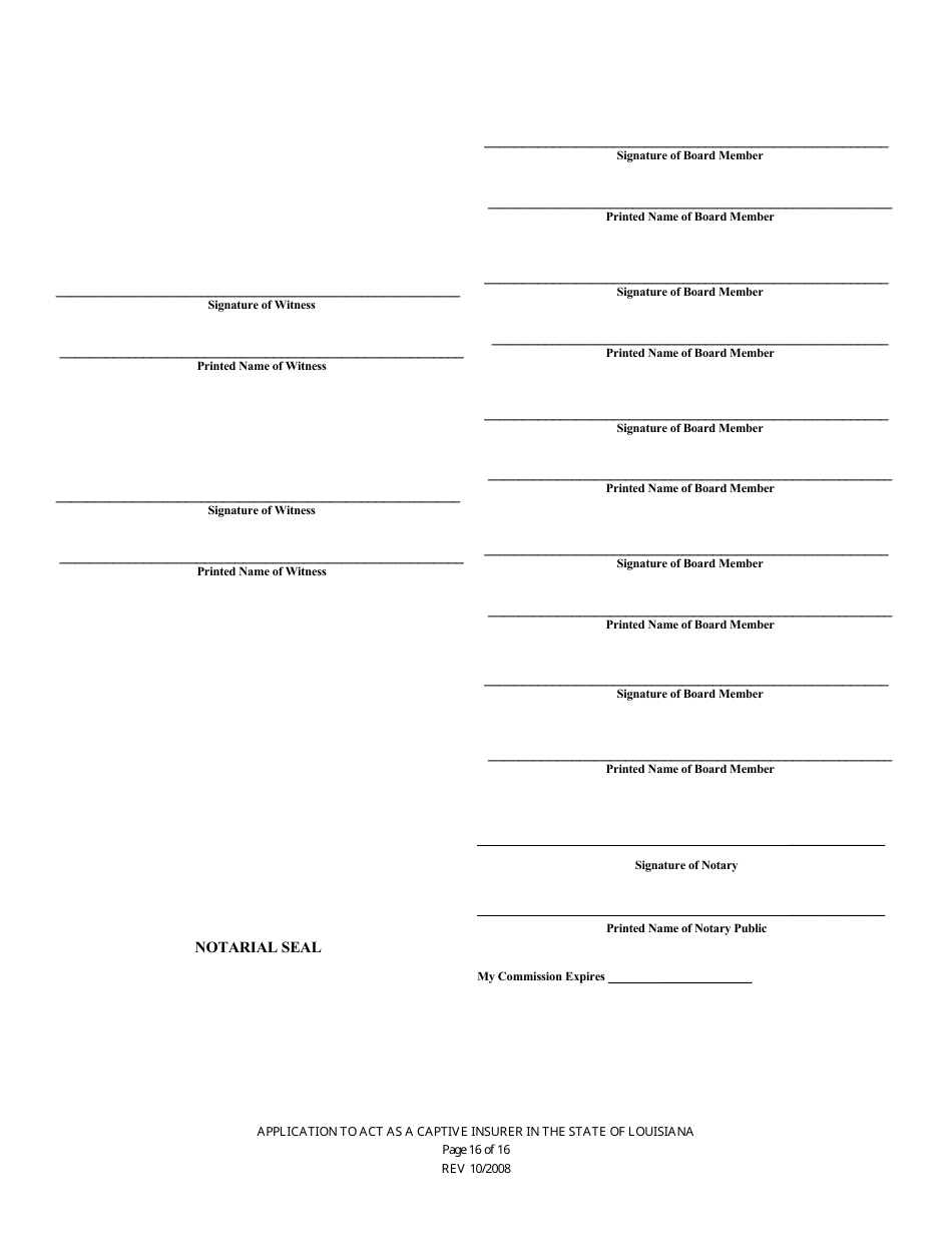 Application to Act as a Captive Insurer in the State of Louisiana - Louisiana, Page 16