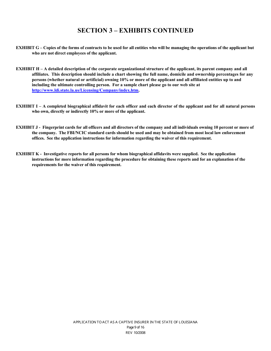 Application to Act as a Captive Insurer in the State of Louisiana - Louisiana, Page 9
