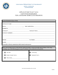 Application to Act as a Certified Reinsurer for Louisiana Domiciled Insurers - Louisiana