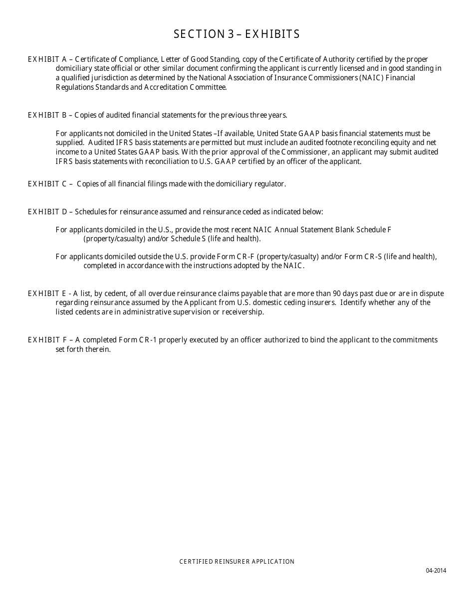 Application to Act as a Certified Reinsurer for Louisiana Domiciled Insurers - Louisiana, Page 3