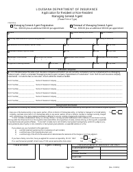 Form 1623 Application for Resident or Non-resident Managing General Agent - Louisiana