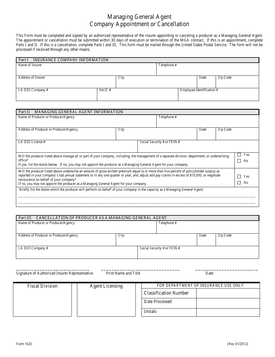 Form 1623 Application for Resident or Non-resident Managing General Agent - Louisiana, Page 3