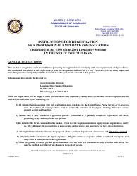 Form PEO1 Registration to Act as a Professional Employer Organization in the State of Louisiana - Louisiana